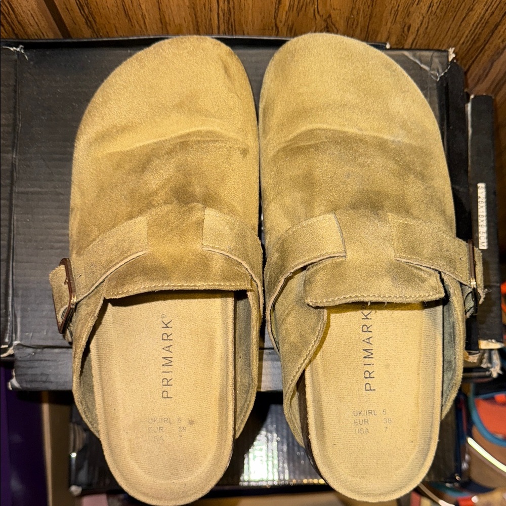 Primark Light Brown Suede Buckle Sandals